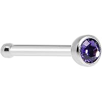 Body Candy Stainless Steel 1.7mm Purple Nose Stud Bone Created with Crystal 20 Gauge 1/4