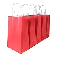ottin Red Party Favor Gift Bags 30 Pieces Kraft Paper Wrapped Treat Goodie Bags with Handle Bulk for Kid's Birthday Valentine's Day Mother's Day Wedding Gift Sacks Takeout