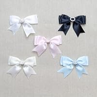 Diamante Buckle Satin Bows 25mm Ivory - Each