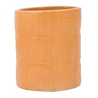Indian Shelf Handmade Ceramic Orange Cylindrical Pot Pack of 1 Pottery Pot Decor Gift Items