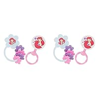 4 Pack Disney Princess Character Shape Rattle and Keyring Teether, Premium Toddler Birthday Toys, Infant Teething Toys, Great for Newborn Shower Gifts