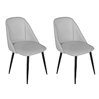GIA Groovy Armless Upholstered Side Dining Chair with Vegan Leather, Set of 2, Light Gray