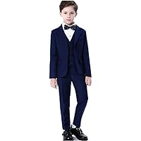 Handsome Boy Suits Tuxedo Slim Fit Notch Lapel 5 Pieces (Jacket+Pants+Shirt+Vest+Bowtie) Party Performance