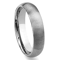 Tungsten 6mm Brushed Dome Wedding Band Ring Size 6-15