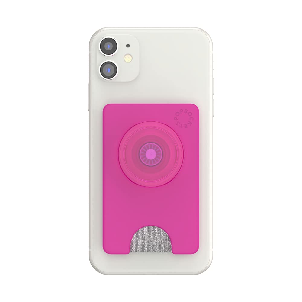 PopSockets Phone Wallet with Expanding Phone Grip, Phone Card Holder - Magenta