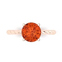 Clara Pucci 2.1 ct Round Cut Solitaire Rope Twisted Knot Red Simulated Diamond Classic Anniversary Promise Engagement ring 18K Rose Gold