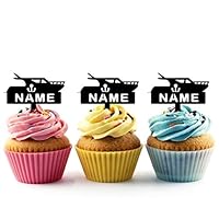 TA1184 Motor Boat Silhouette Party Wedding Birthday Acrylic Cupcake Toppers Decor 10 pcs with Personalized Your Name