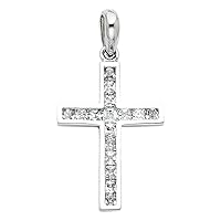 14k Gold Religious Faith Cross CZ Cubic Zirconia Simulated Diamond Pendant Necklace 12x20mm Jewelry for Women