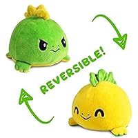 TeeTurtle - The Original Reversible Dinosaur Plushie - Green + Yellow Stegosaurus - Cute Sensory Fidget Stuffed Animals That Show Your Mood