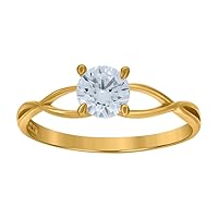 10k Yellow Gold Womens Round CZ Cubic Zirconia Simulated Diamond Twisted Engagement Ring Jewelry Gifts for Women