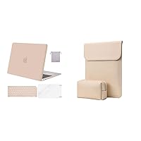 MOSISO Compatible with MacBook Air 13 inch Case 2022, 2021-2018 A2337 M1 A2179 A1932, Faux Suede Leather Laptop Sleeve with Small Bag&Keyboard Cover&Screen Protector&Storage Bag, Camel&Apricot