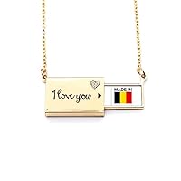 Belgium Country Letter Envelope Necklace Pendant Jewelry