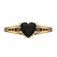 1.50 ct Heart Cut Solitaire split shank Natural Black Onyx Engagement Bridal Promise Anniversary Ring 14k Yellow Gold