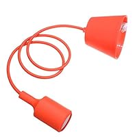 Colorful Silicone Rubber Ceiling Pendant Light Lamp Holder E27 E26 Socket Lamp Base Chandelier Light Fixture Hanging Line - (Color: Orange)