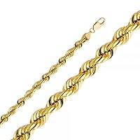 14K Gold 8mm Solid Rope DC Chain - Length: 24