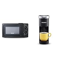 COMMERCIAL CHEF 0.6 Cubic Foot Microwave with 6 Power Levels, Small Microwave & Keurig K-Mini Single Serve Coffee Maker, Black