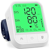 Blood Pressure Monitor Upper Arm Adjustable Cuff Home Automatic Digital Blood Pressure Machine LCD Large Screen Display Bp Monitor Dual Users Mode with Portable Storage Bag, White-9hs