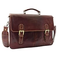 DR322 Men's Leather Messenger Briefcase Brown