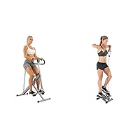 Bundle of Sunny Health & Fitness Squat Assist Row-N-Ride™ Trainer for Glutes Workout + Sunny Health & Fitness Mini Stepper Stair Stepper Exercise Equipment with Resistance Bands