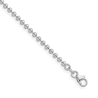 14k White Gold 2.5mm Bead Chain Necklace Jewelry Gifts for Women