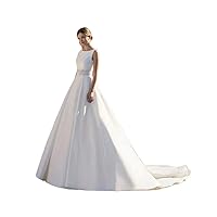 Fair Lady Wedding Dress for Bride 2024 Boho Beach Applique A Line Scoop Neck Satin Bidal Gowns with Train