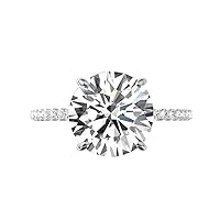 Siyaa Gems 6 CT Round Cut Colorless Moissanite Engagement Ring Wedding Birdal Ring Diamond Ring Anniversary Solitaire Halo Accented Promise Antique Gold Silver Ring Gift