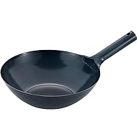 Summit Kougyou Wok, Black, 11.8 inches (30 cm), Flat Bottom Beijing Pot, Gas Fire, Induction Use, Thick Bottom, Professional Specifications