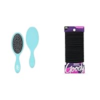 Wet Brush Original Detangler Hair Brush, Amazon Exclusive & Goody Ouchless Womens Elastic Hair Tie - 30 Count, Black - 4MM for Medium Hair