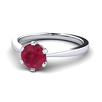 Ruby Round 6.00mm Solitaire Ring | Sterling Silver 925 With Rhodium Plated | Evergreen Solitaire Ring For Girls And Woman's