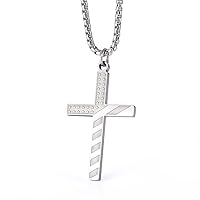 Stainless Steel American Flag Cross Necklace Engraved Religious Philippians 4:13 Pendant Jewelry for Men