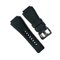 Ewatchparts 24MM SILICONE RUBBER STRAP BAND COMPATIBLE WITH BELL ROSS BR-01-BR-03 WATCH BLACK BRUSH