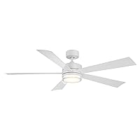 Wynd Smart Indoor and Outdoor 5-Blade Ceiling Fan 60in Matte White with 3500K LED Light Kit and Remote Control works with Alexa, Google Assistant, Samsung Things, and iOS or Android App