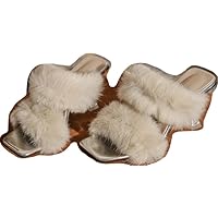 FURINFASHION NU-10 Women's Luxury Slim Heels Sandals With Real Rabbitfur Trim Sexy Shoes High Heel Slippers Slides