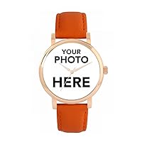 Personalised Photo Gifts for Women, Analogue Display, Japanese Quartz Movement Watch with Rose Gold Case, Custom Made Engraved Watch