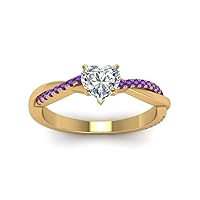 Choose Your Gemstone 18k Yellow Gold Plated Infinity Twist Ring Crystal Heart Shape Side Stone Wedding Valentine Wear Promise Ring with Pave Setting for girls and women Size US 4 TO 12