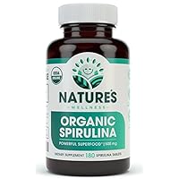 USDA Organic Spirulina Tablets - Non-GMO Green Superfood Supplement: 3000mg of Fresh Blue Green Algae, Vegan, Gluten Free, Sustainably Grown, Pesticides Free and Non-Irradiated, 500mg per Tablet, 180'