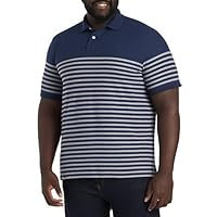 Harbor Bay by DXL Men's Big and Tall Double Stripe Heathered Polo Shirt
