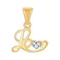 10k Two tone Gold Womens CZ Cubic Zirconia Simulated Diamond Love Heart Charm Pendant Necklace Measures 17.1x13.6mm Wide Jewelry for Women