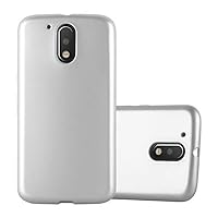 Case Compatible with Motorola Moto G4 / G4 Plus in Metallic Silver - Shockproof and Scratch Resistant TPU Silicone Cover - Ultra Slim Protective Gel Shell Bumper Back Skin