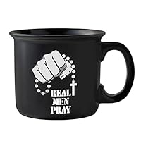 Autom Catholic Gifts - 13-Ounce Inspirational Stoneware Tea Mug Coffee Cup, Set of 4, Real Men Pray