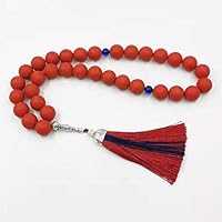 Big Size Tasbih Red Matte Resin Rosary Bead Muslim 33 45 66 99 Prayer Beads misbaha Cotton Tassel Gift Ramadan (18mm x 99beads)