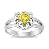 CHOOSE YOUR COLOR Sterling Silver Flower Solitaire Ring