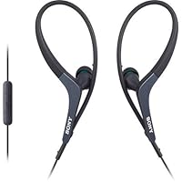 Sony Sport Lightweight Water Resistant Active Series Headphones with 9mm Drivers Microphone and in-line Remote Control for Use with Apple Devices iPod/iPhone/IPad (Black)