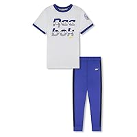 Reebok boys 2-piece Clothing Set - Short Sleeve Crewneck T-shirt + Comfy Fleece Jogger Sweatpants