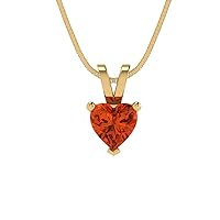 Clara Pucci 0.5 ct Heart Cut Genuine Red Simulated Diamond Solitaire Pendant Necklace With 18