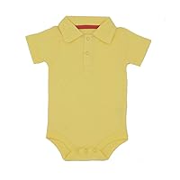 Teach Leanbh Baby Boys Pure Color Cotton Short Long Sleeve Polo Bodysuit 3-24 Months (Yellow, 9 Months)