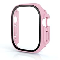 Glass+Cover for Apple Watch Case 49mm Bumper Tempered Case Apple Watch Ultra Screen Protector Iwatch Serie Ultra 49mm case (Color : Pink, Size : Ultra 49mm)