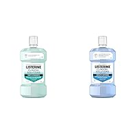 Listerine Clinical Solutions Mouthwash Bundle with Teeth Strength Anticavity Fluoride Oral Rinse, 1 L and Breath Defense Zero Alcohol Mouthwash, 500 mL
