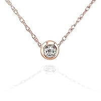 Kobelli Mini Diamond Solitaire Bezel Necklace in 14K Gold (18
