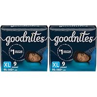 Goodnites Nighttime Bedwetting Underwear, Boys' XL (95-140 lb.), 9 Ct (Pack of 2)